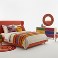 Colorful Bedroom Furniture White Background