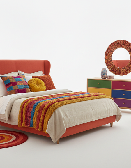 Colorful Bedroom Furniture White Background