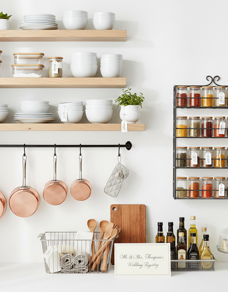 Kitchen Shelves and Racks on White Background