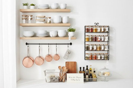 Kitchen Shelves and Racks on White Background